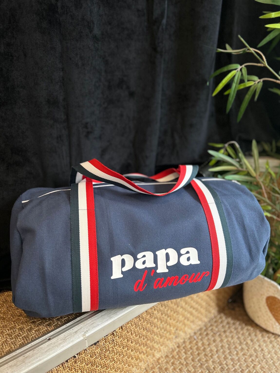 TOILES CHIC - Sac polochon marine Papa d'amour