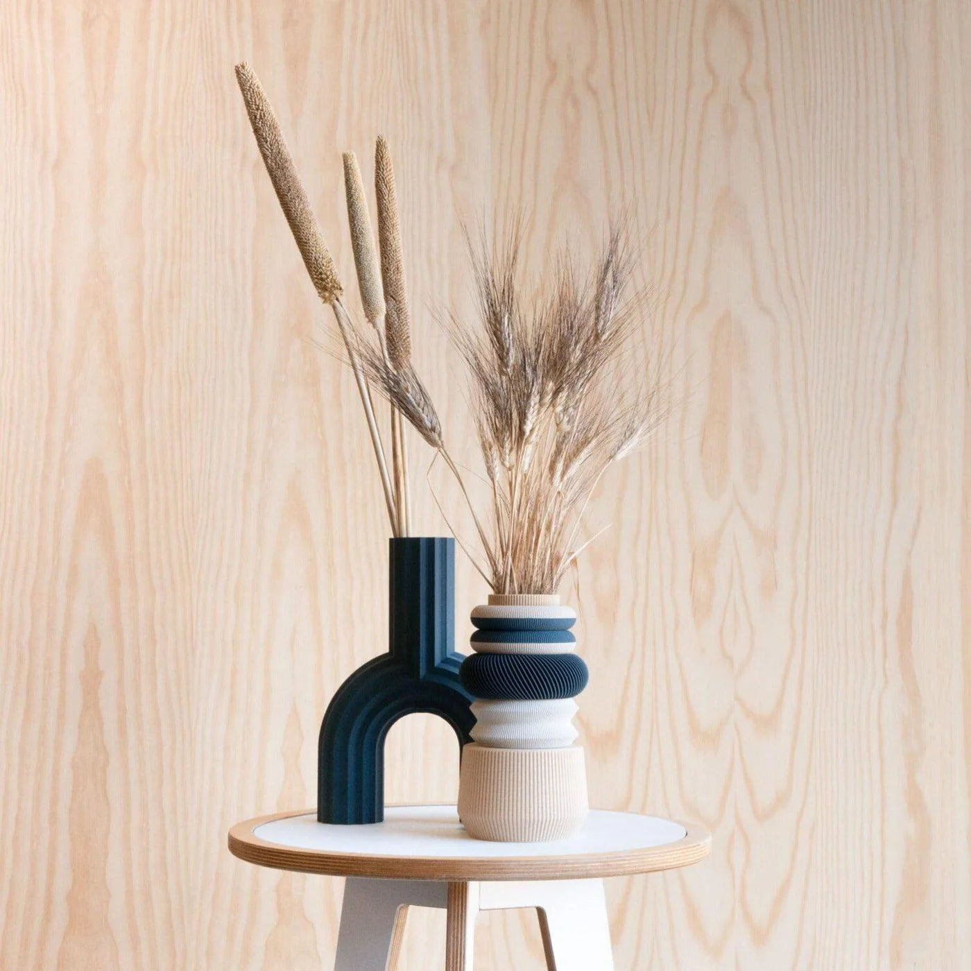 MINIMUM DESIGN - Vase Modulaire - Lagune - Bleu indigo et bois naturel